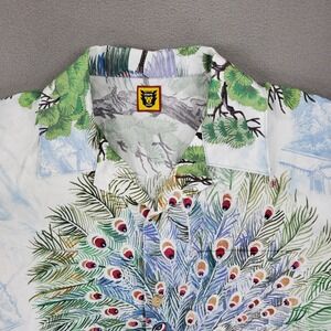 Human Made Peacock Aloha Button Hawaiian Shirt L White Short Sleeve Japan Nigo